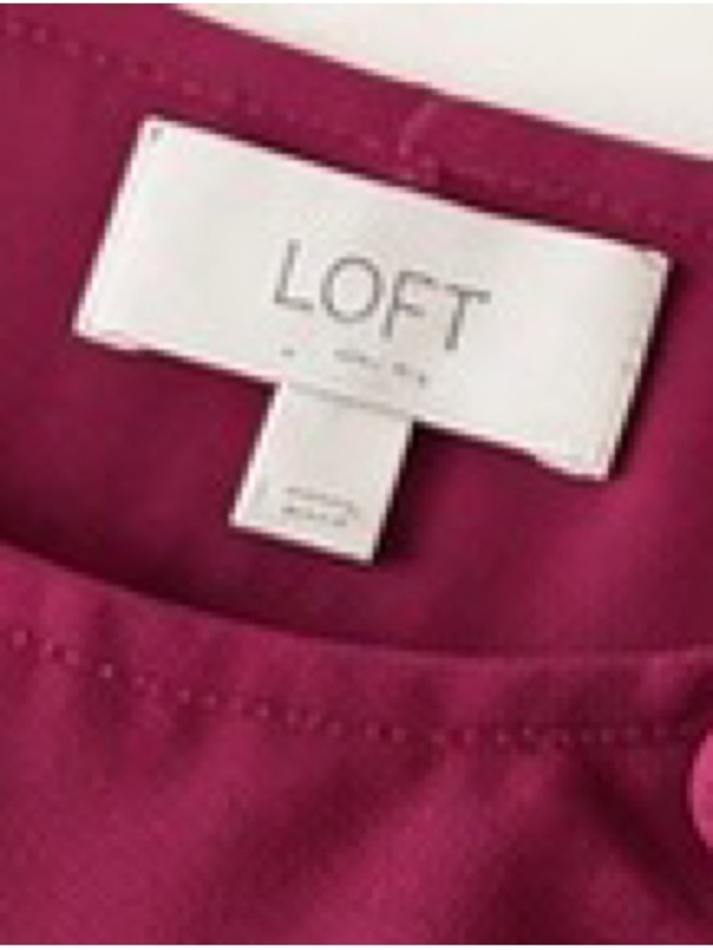 LOFT Magenta Button-Detail Long Sleeve Blouse - Picture 3 of 3